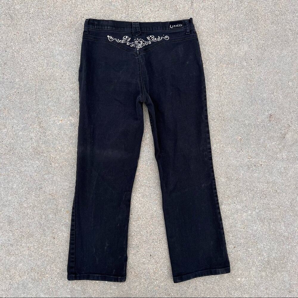 Vintage 90s Lawman black bootcut bareback western jeans w/ embroidery Size 9/10